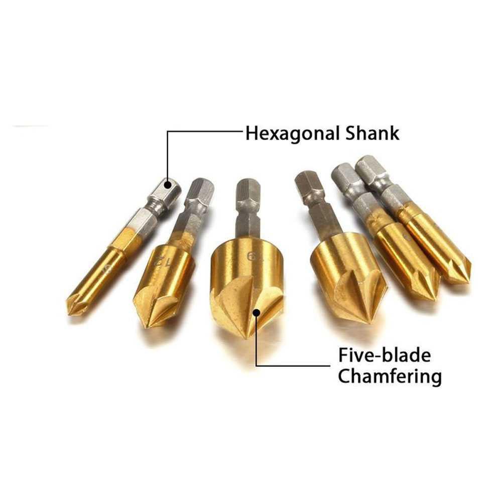 Xzante Mata Bor Drill Bit Countersink Metal Brass 6-19mm 6 PCS - BT3