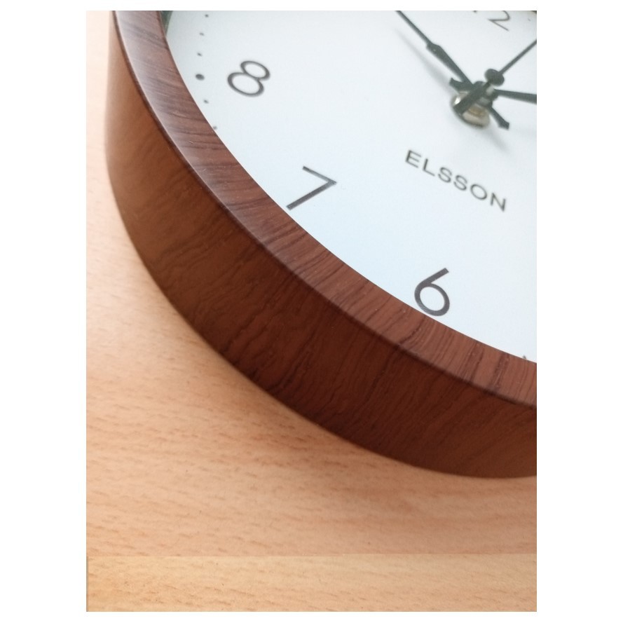 Jam Dinding Elsson Minimalis Modern 20cm Coklat Tua Free Baterai