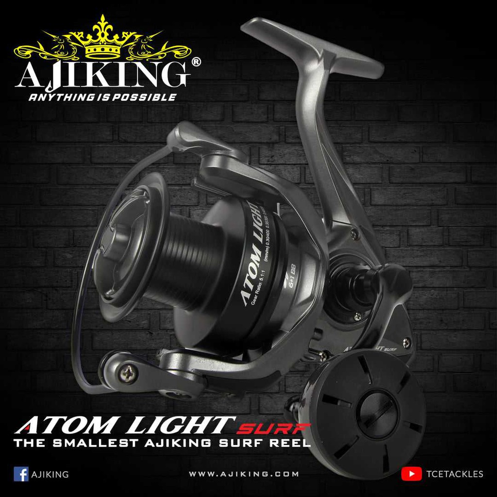 Ajiking Atom Light Surf Max Drag 15kg. Spinning Fishing Reel