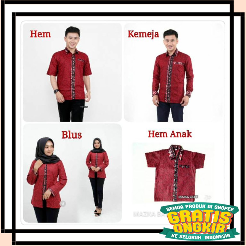 ASLI SEMARANG MODEL BARU PEKALONGAN / MAZKA - Couple Atasan Keluarga Batik Pria Wanita Motif