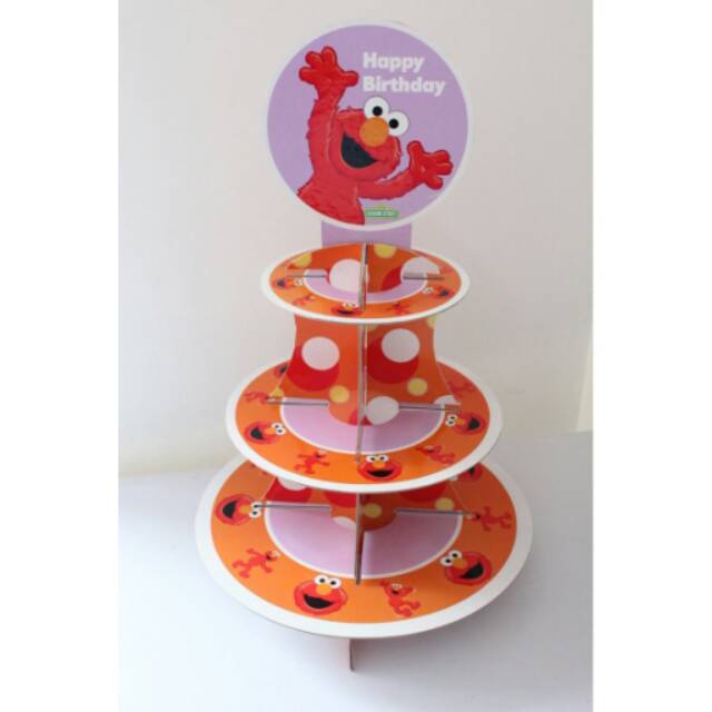 Cupcake atand 3 tiers / rak cupcake 3 tingkat karakter elmo sesame street