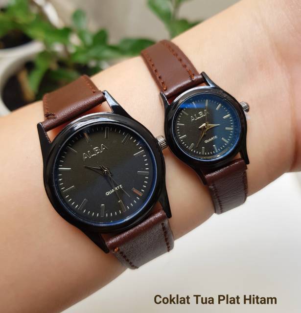 JAM TANGAN PRIA/WANITA ALBA COUPLE BALOK KULIT COD BISA BAYAR DITEMPAT