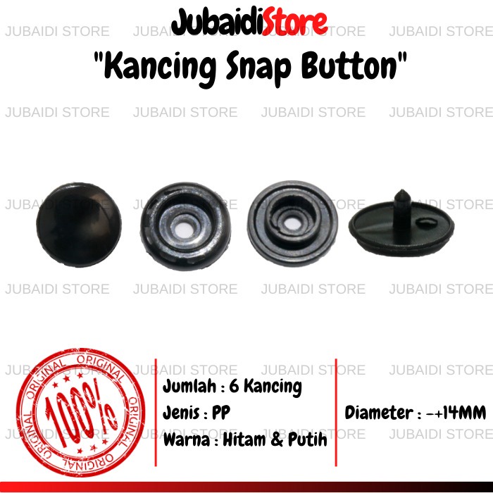Kancing Snap Button / Kancing Jepret Jaket Plastik 1/2 Lusin