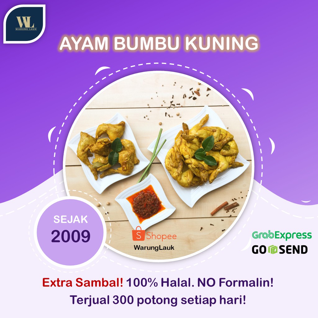 

Ayam Ungkep Bumbu Kuning Siap Goreng Rasa Gurih Extra Sambal
