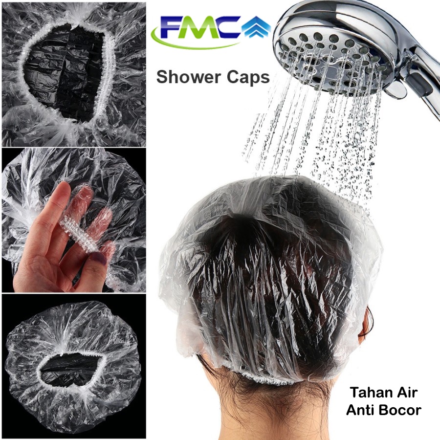 Shower Cap Penutup Rambut Kepala Plastik Disposable Pelindung Makanan Anti Air Showercap Hotel Spa Salon Bleaching Mandi dan lain lain