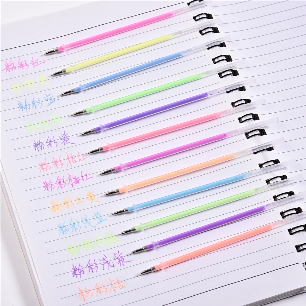 (LUCKID) 48pcs / Set Pulpen Gel Fluorescent Warna-Warni Neon Untuk Stationery