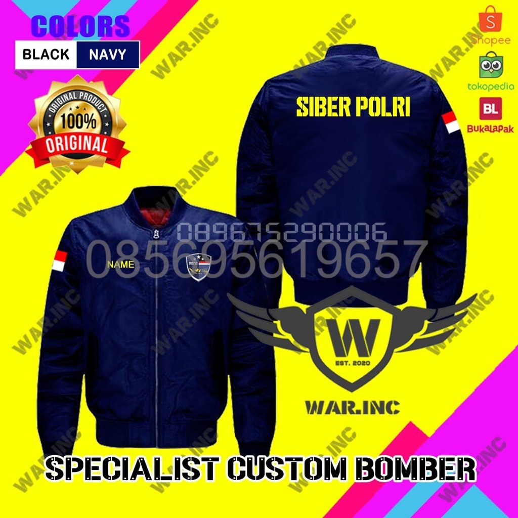 BOMBER JAKET Distro bordir ANTI AIR SIBER POLRI POLISI terbaru original (WATERPROOF/ANTI AIR)