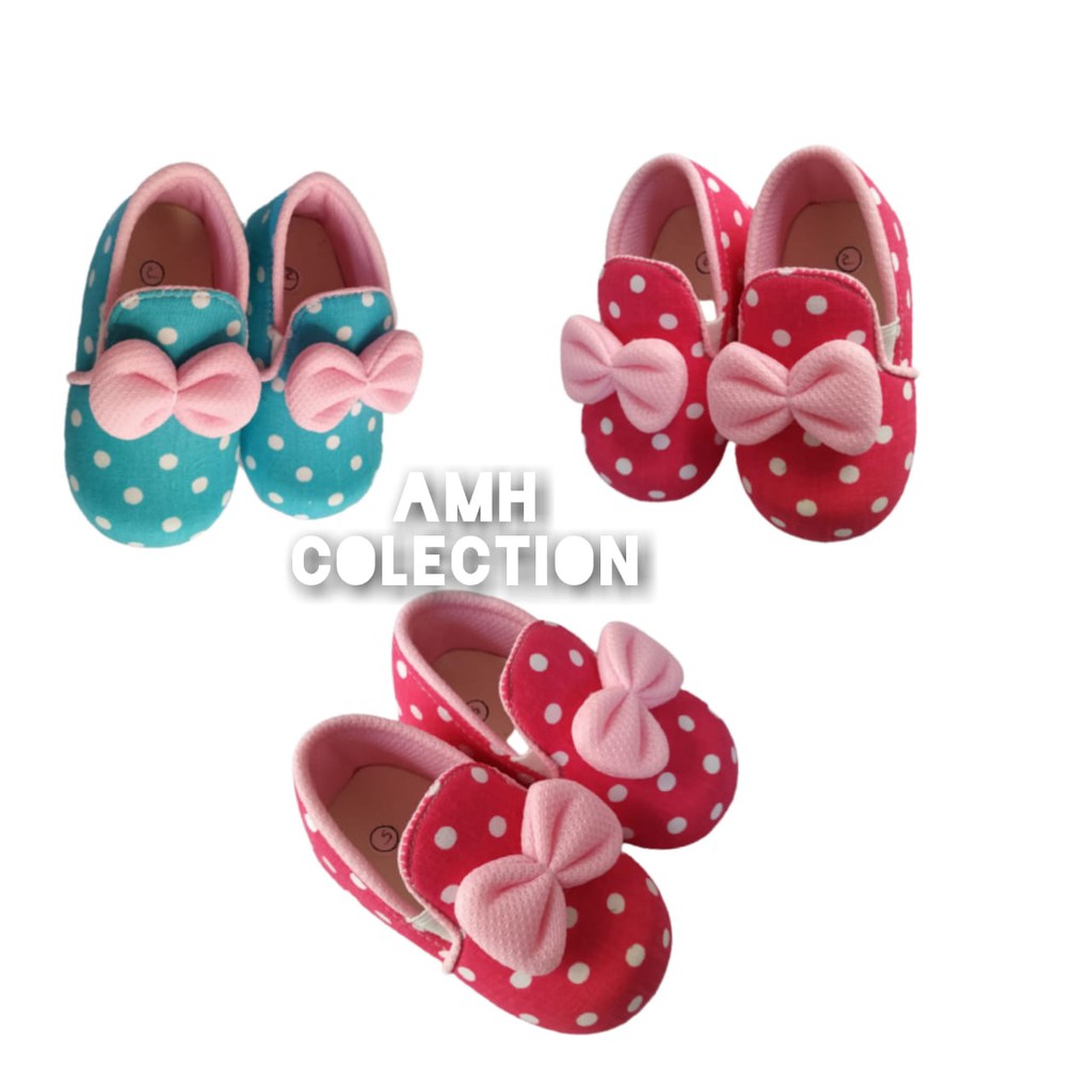 AMH BABY SHOES POLKADOT SLIP ON ANAK PEREMPUAN 0-12 BLN