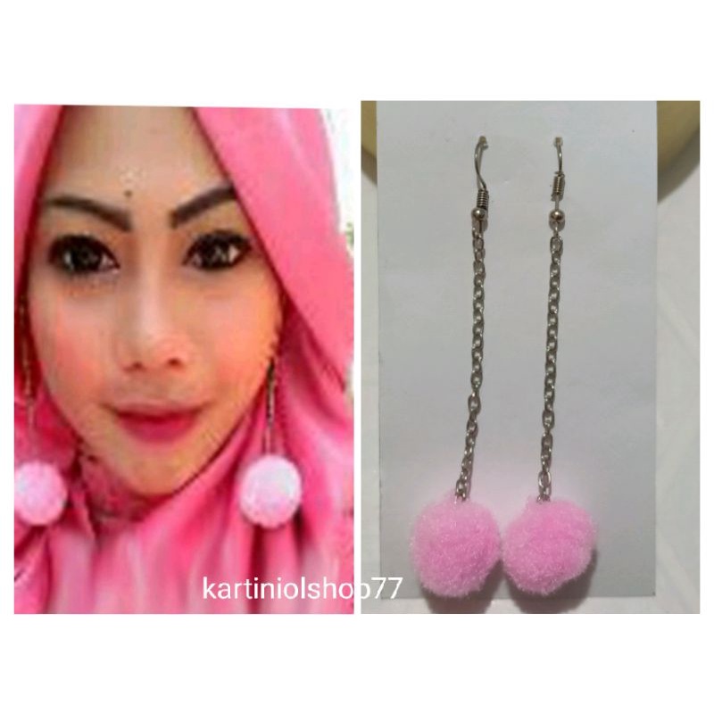 Anting Pom Pom halus // Anting Hijab Pom Pom kekinian