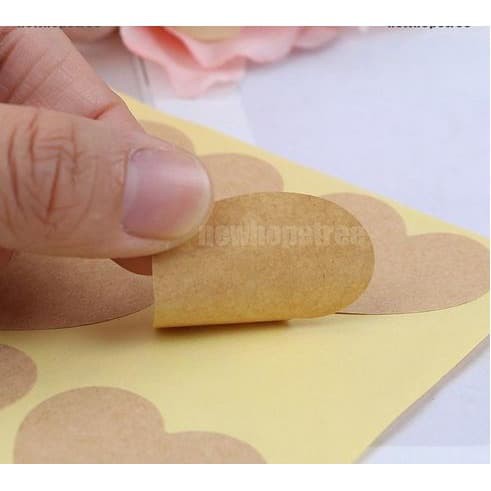 Paper Tags Sticker Label - Blank Heart Kraft Paper (1sheet/12pcs)