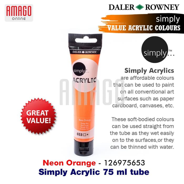 DALER-ROWNEY - SIMPLY ACRYLIC PAINT 75 ML - NEON ORANGE - 126975653