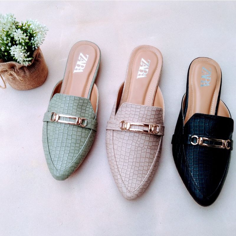 (FREE PAPER BAG) SANDAL SELOP ZARA / SANDAL ZARA / SANDAL SELOP / SANDAL WANITA / FASHION WANITA