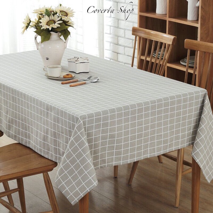 Taplak Meja makan dapur Anti Air motif KOTAK-KOTAK jumbo sarung alas meja cantik waterproof korea