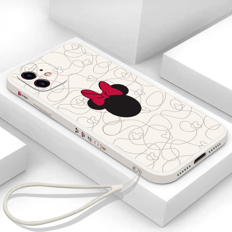 Disney Mickey Minnie iphone case for iphone 13 12 11 pro max X/Xs max 7/8/se2020 7plus/8plus all-inclusive soft shell anti-fall protective cover with hand strap