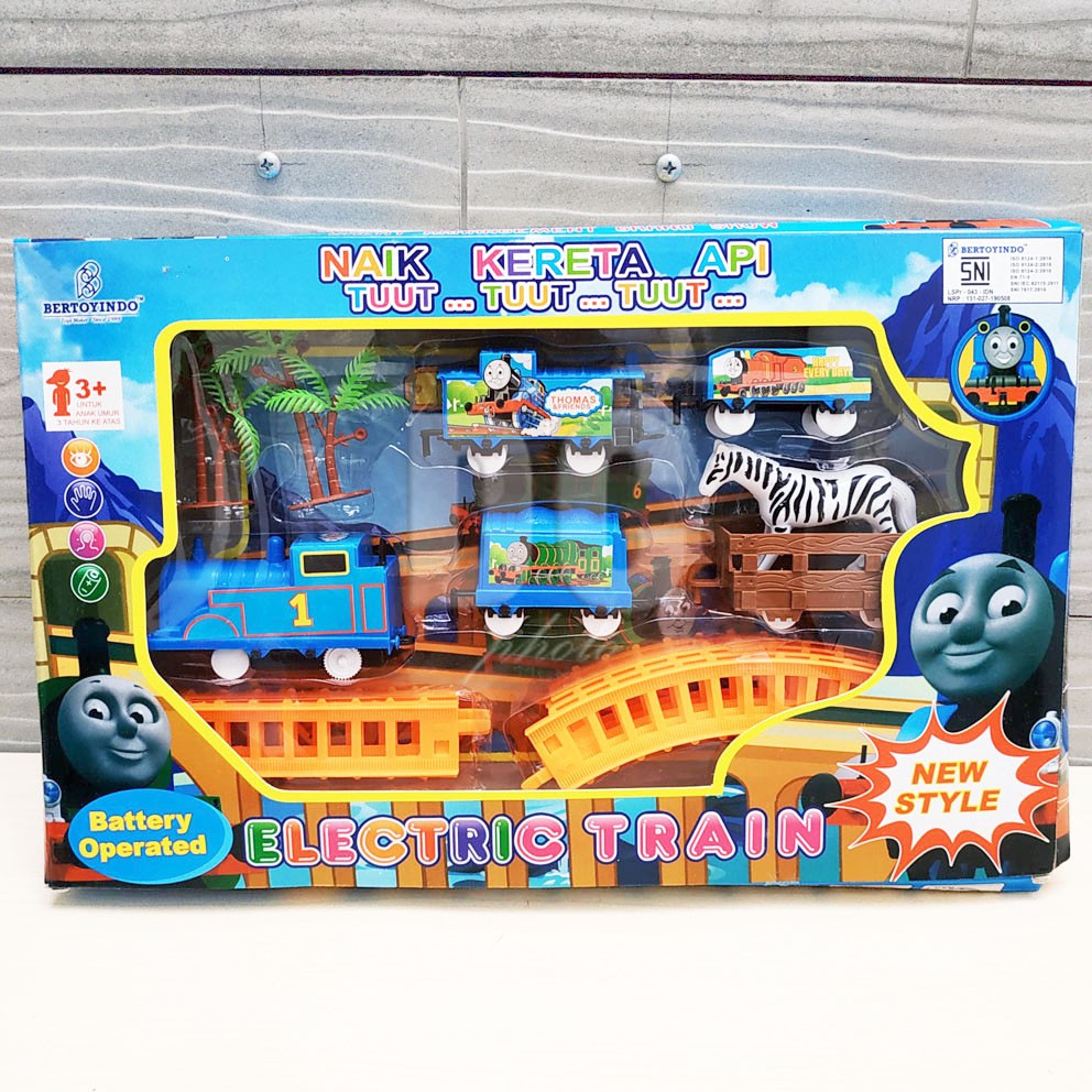 Electric Train Play Set Tomase Tomas Thonas Mainan Kereta Api Dengan Rel 5 Gerbong Hewan &amp; Pohon