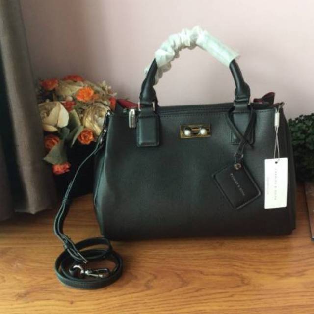 LARGE Tas Charles CNK Ck Top Handle Structured Pearl Lock Bag Handbag Sale