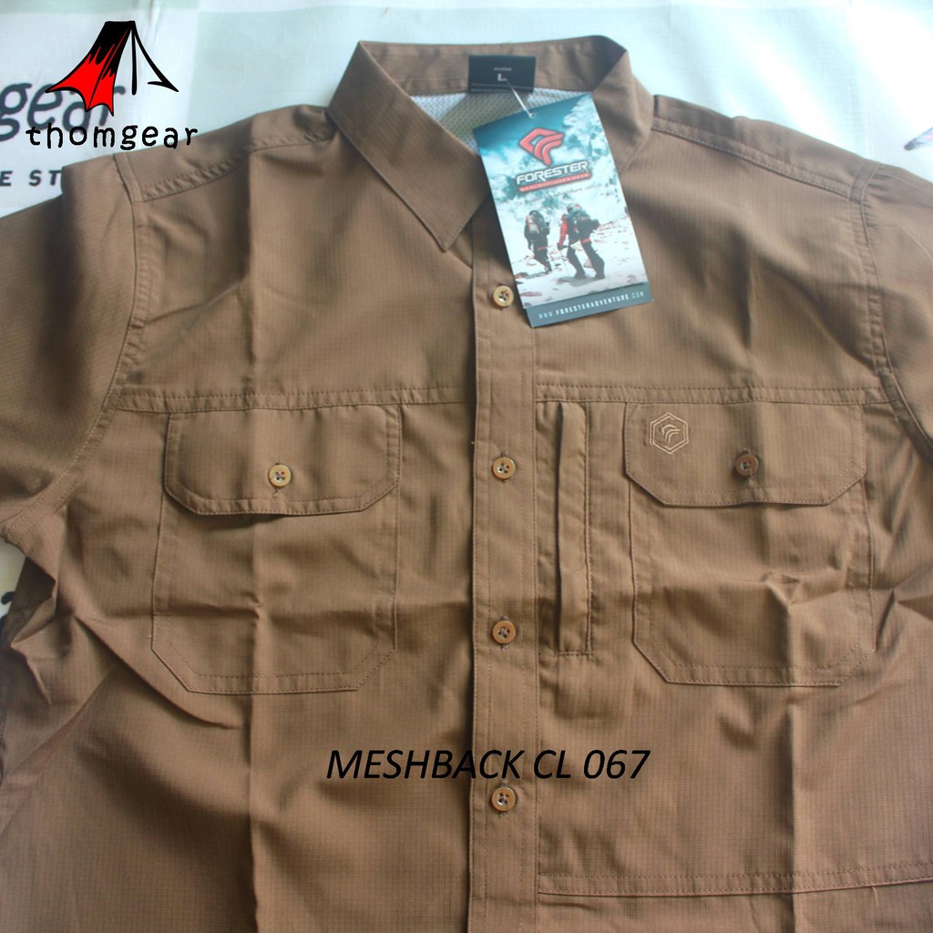 Thomgear Kemeja Pdl Lengan Pendek Forester Meshback Cl 067 Polyester Linen Kemeja Outdoor Thomgear