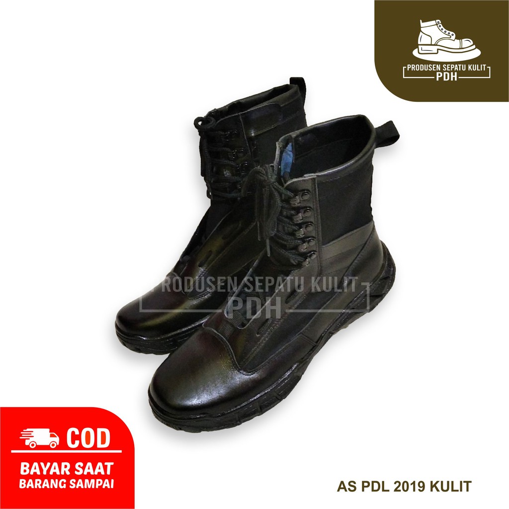 SEPATU PDL KULIT ASLI TALI HITAM PDLG GEGANA JATAH PROVOST PROVOS PDU PROPAM TNI SATPAM UNTUK TNI / POLRI ORI