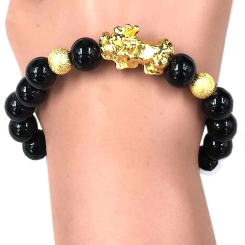 24k Emas Asli Pelapisan&quot;Pixiu&quot;Gelang Beruntung Gold Good Luck Couple Pixiu Bracelet Beads size10mm