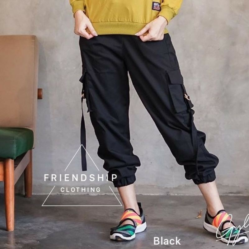 Celana Joger Wanita Cargo Pants American Drill Variasi Tali