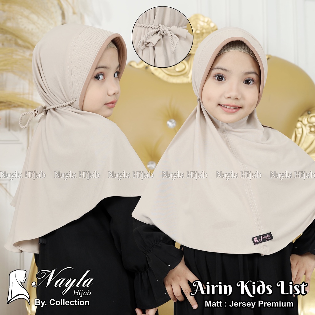 Kerudung Anak Tali Kepang AIRIN KIDS LIST Hijab Instan Anak Jersey Airis Terbaru Nayla Hija'b