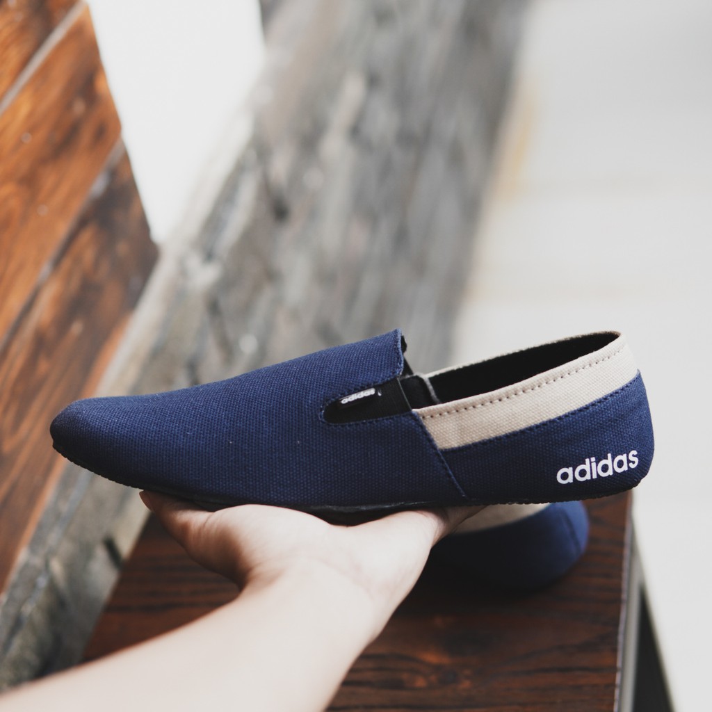 MS Shoes - Sepatu Murah Pria Adidas EZ Mocasin Navy Slop Formal Kerja Slipon Santai Keren Cowok