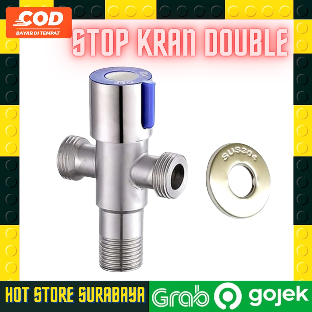 Stop Kran Double 1/2 inch / Stop Keran Cabang Jet Shower Closet Duduk / Stop kran cabang / stop keran double / kran shower cabang TERLARIS