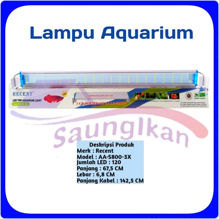 Lampu Aquarium LED 6 Baris RECENT AA S800 S 800 3 MODE CAHAYA RGBW