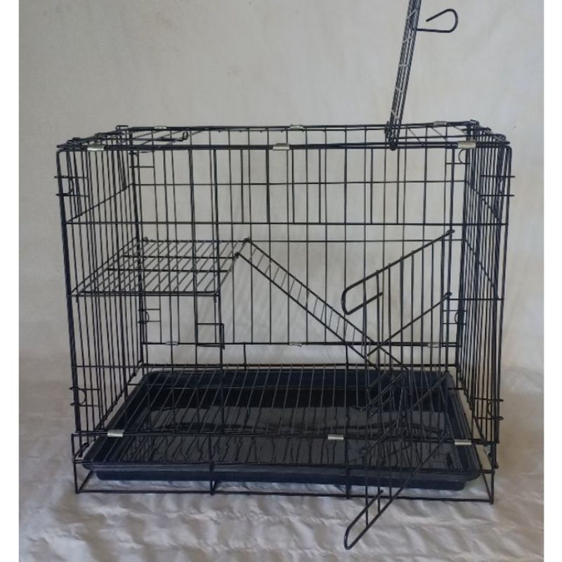 kandang kucing ukuran 2 tingkat kandang bisa di lipat ukuran 60x42x50 kandang kucing size L