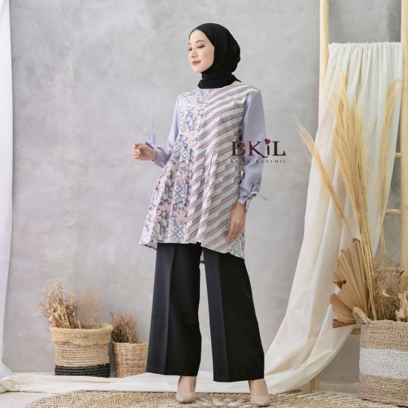 tey-17 Batik wanita ASJ SA HRB026 Kenongo Kemeja Tosca Pendek-BKIL-BATIK KANTHIL-2