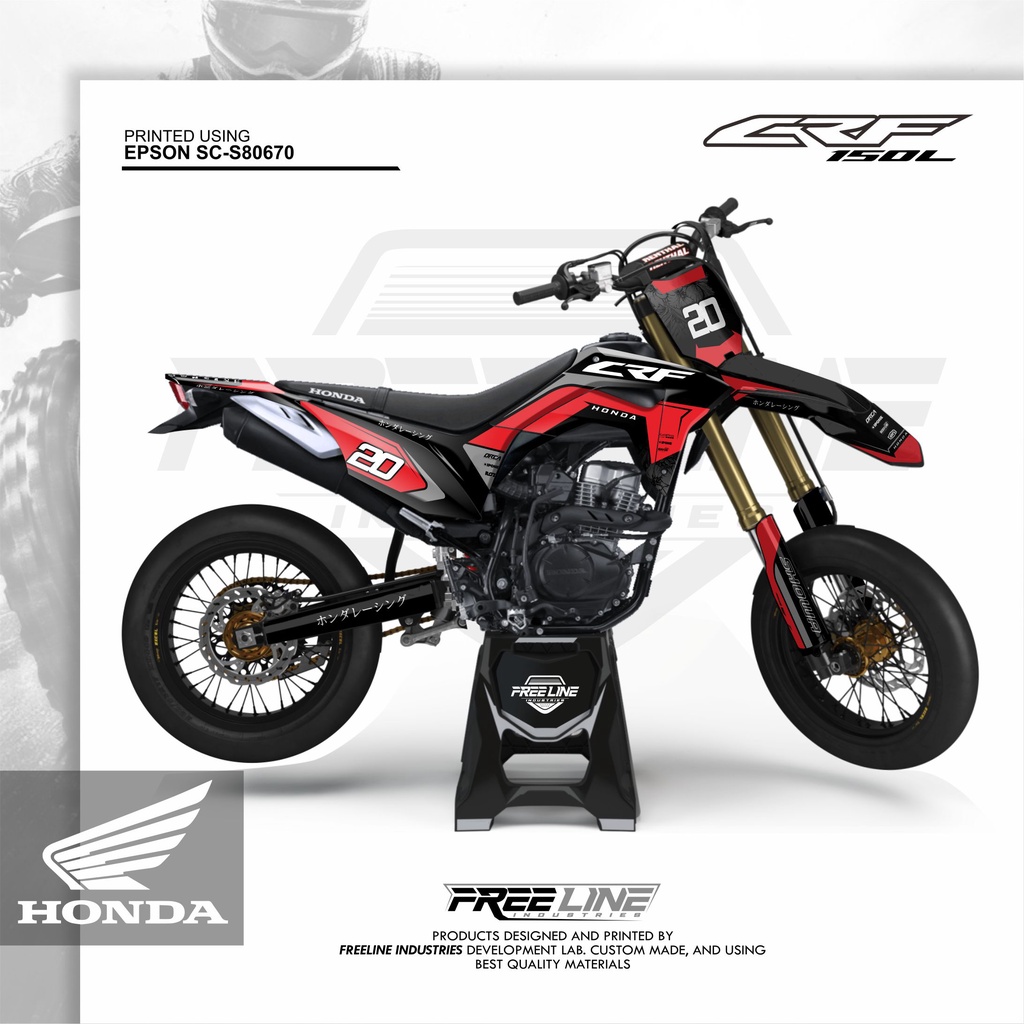 DECAL CRF 150 L HITAM MERAH PUTIH CUSTOM DESAIN
