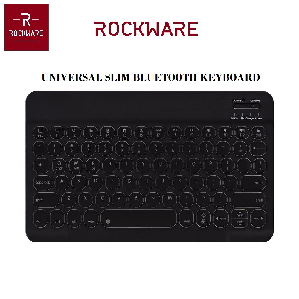 AKN88 - ROCKWARE RW-0301D - Universal Slim Bluetooth Backlit 7 LED Keyboard