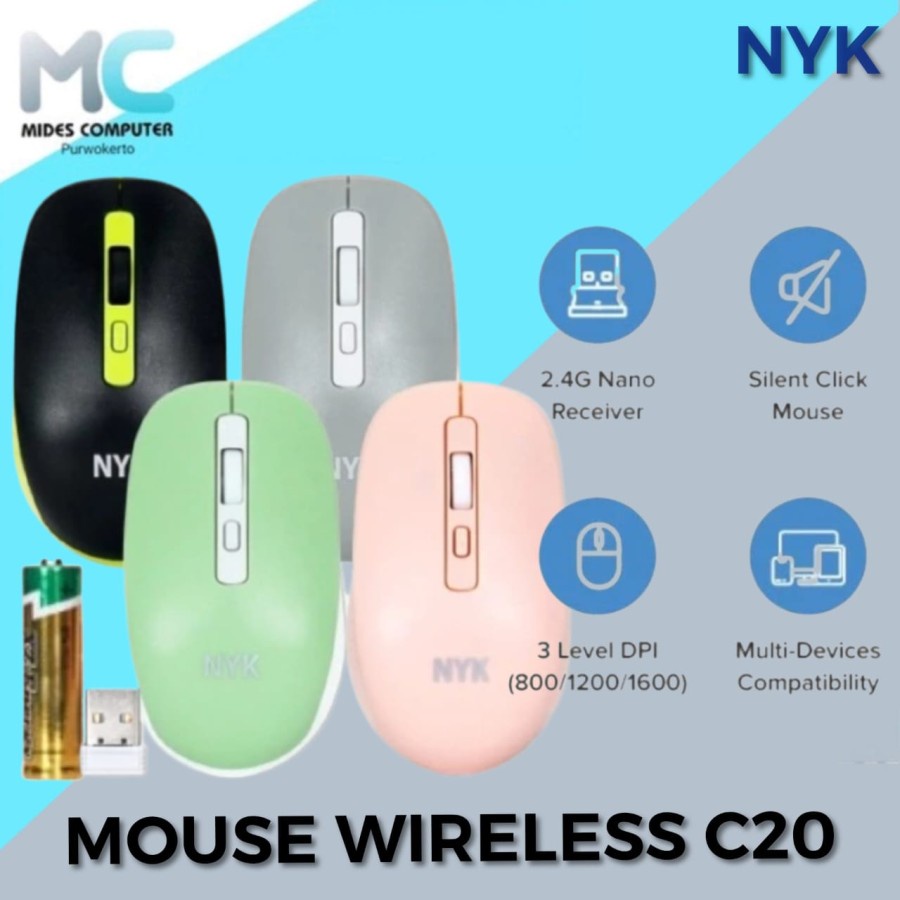 Mouse Wireless Silent NYK C20 Design Color Style Mouse