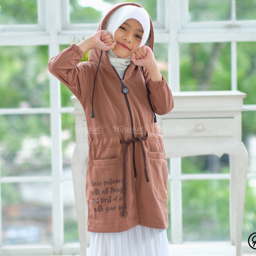 Jaket Jacket Anak Perempuan Cewek Panjang Long Hijaket Hoodie Hijaber Muslimah Hijacket Kids Original Terbaru Kekinian KDS DVN Devinna-2