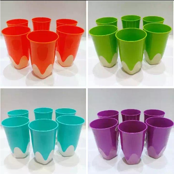 Mug Honey Golden Ring Gelas Plastik / Cangkir / Tempat Minum / Gelas Harian Bahan Plastik 6 pcs