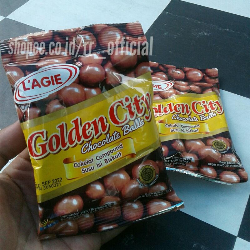 

Chocolate Coklat Bulat Ball Original L'agie Golden City 50gr