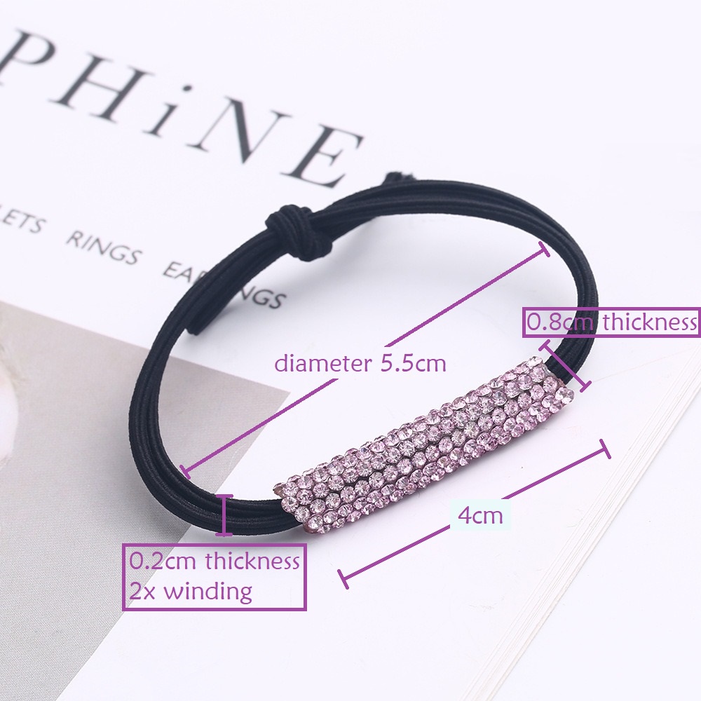 Ikat Rambut Korean Style Murah Rhinestone Hitam Elastis Gelang Tangan Permata Kunciran Karet Aksesoris Rambut Wanita Hair Ties