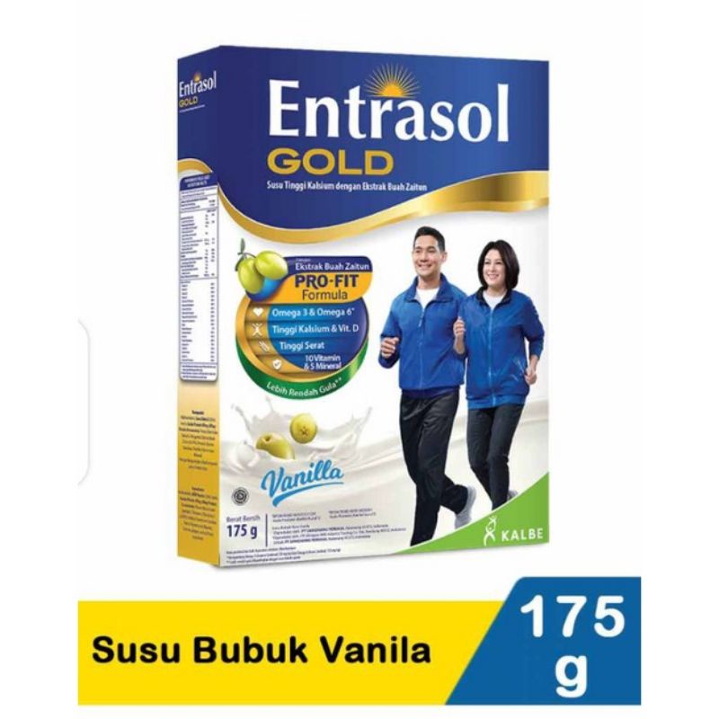 Entrasol Gold Vanila cokelat 350gr 175gr Susu Tinggi Kalsium Ekstrak Buah Zaitun