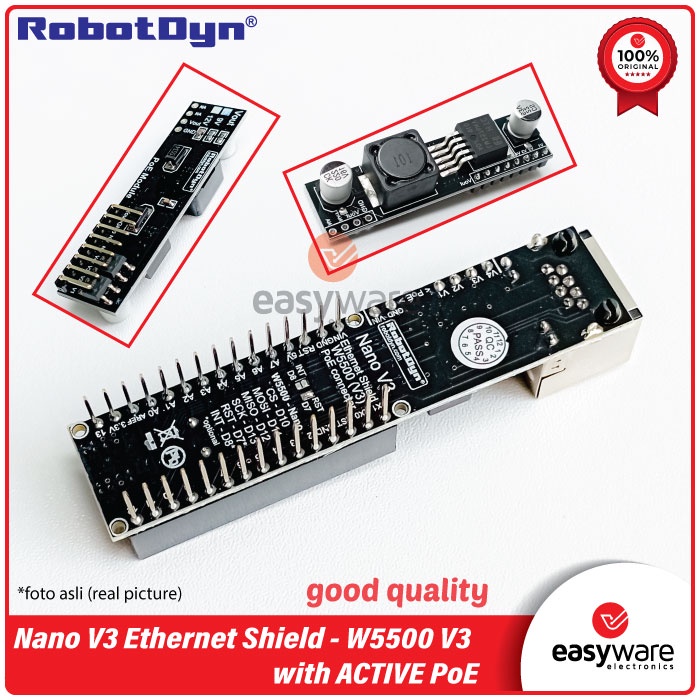 RobotDyn Nano V3 Ethernet Shield W5500 V3 with ACTIVE PoE