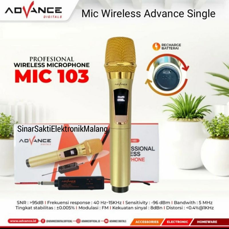 Microphone Mic Wireless Advance 103 Single Pengeras Suara Tanpa Kabel Karaoke