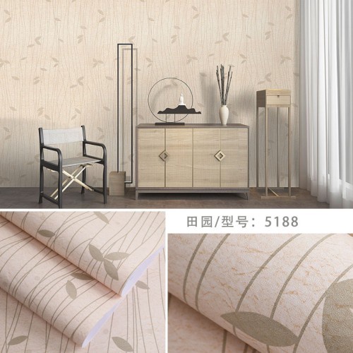 WALLPAPER DINDING / WALLPAPER STICKER WAVE COKLAT DAUN