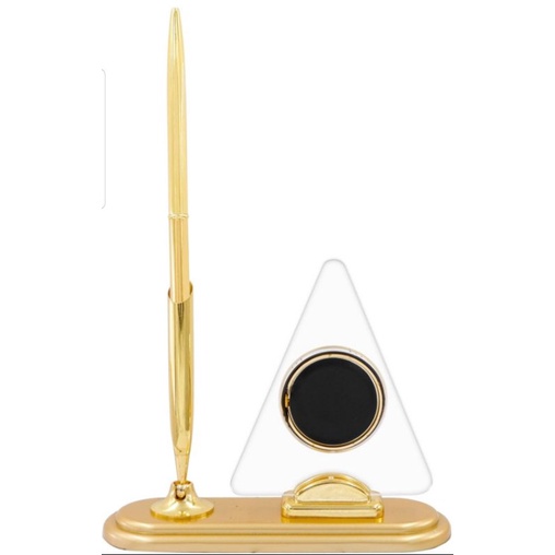 Jam Meja Clock Analog With Pen Holder REF. 0605 Gold Plated