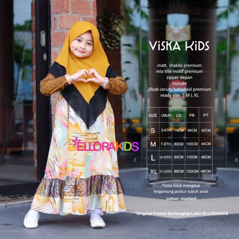 Viska Kids - Gamis Anak Include Kerudung by Ellora Kids