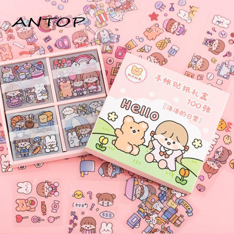 20pcs Stiker Thermos Desain Kartun Perempuan Lucu Model Anti-Air