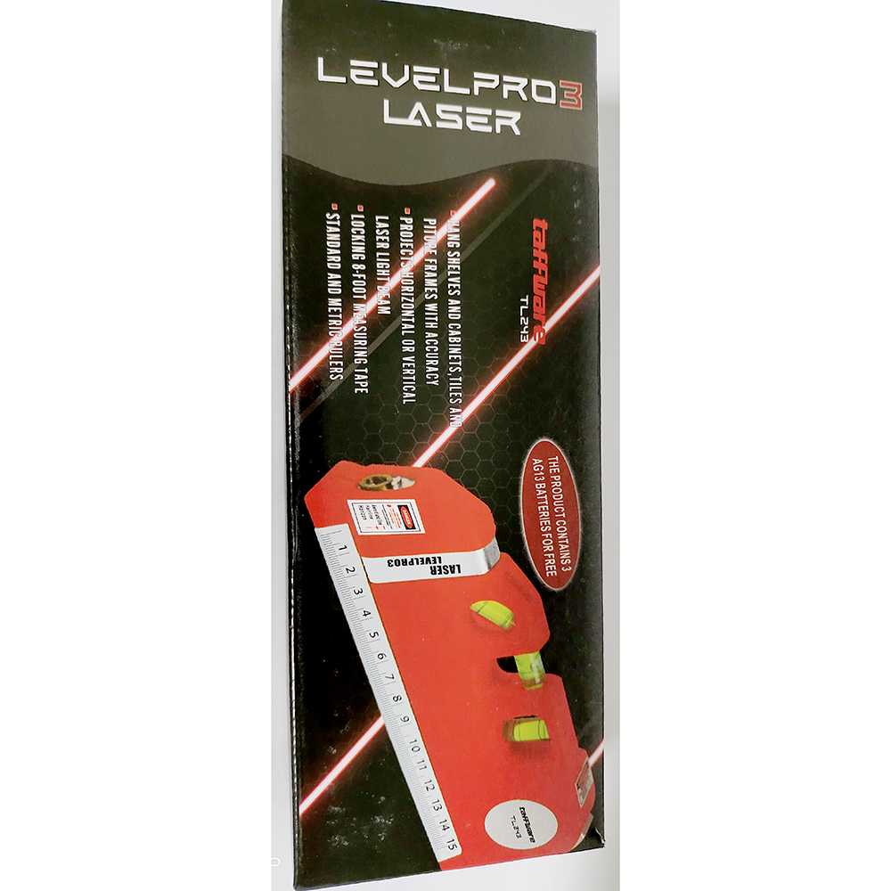 Taffware LEVELPRO3 Penggaris Laser 250CM + Waterpass - TL243