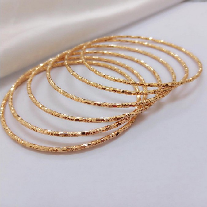 M62296 Gelang Keroncong Isi 6pcs Ukir Full Lapis Emas