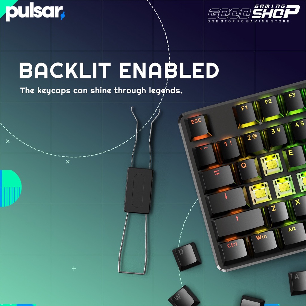 Pulsar Low Profile US ANSI - PBT Doubleshot - Keycaps (104 Set US)