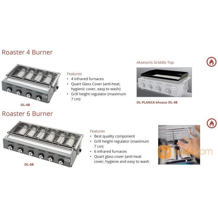 Roaster pemanggang BBQ sosis otak otak 6 tungku GETRA OL 6B