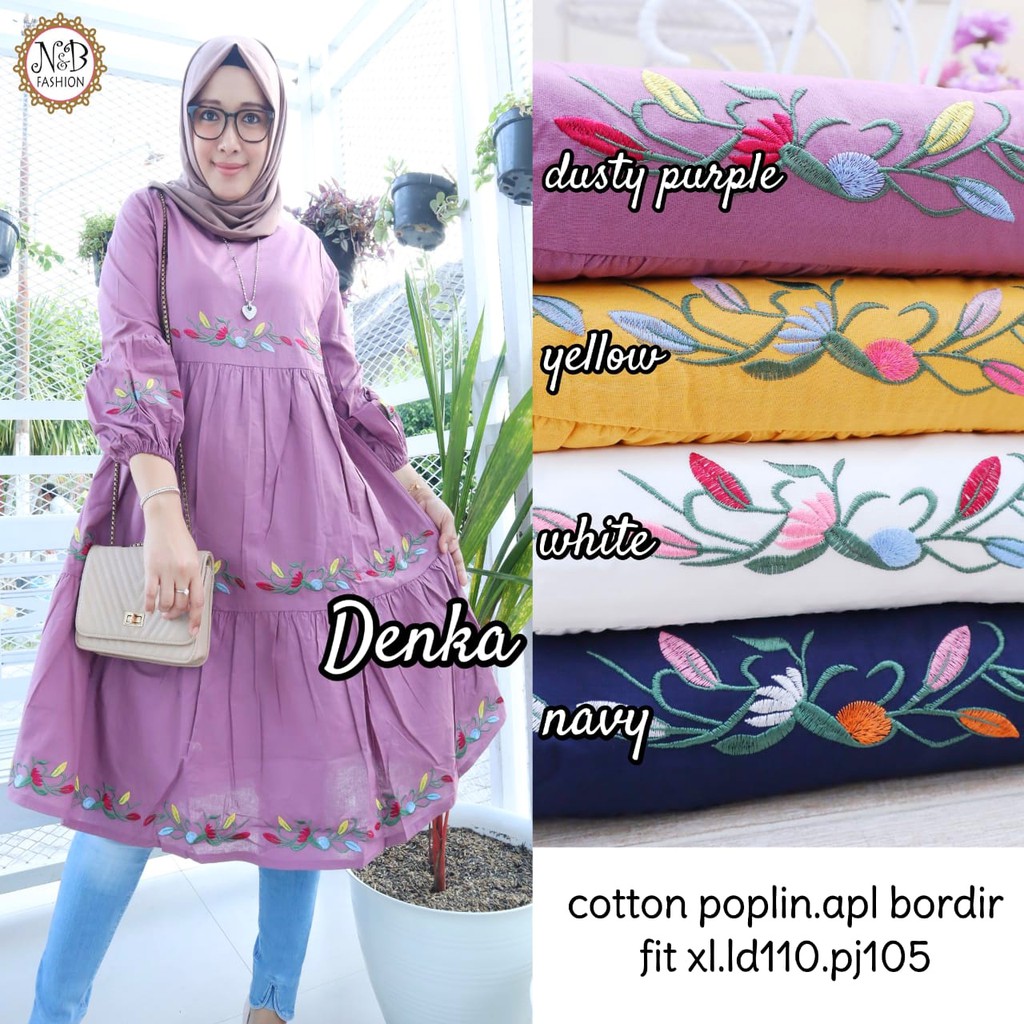 RATI - Tunik Jumbo Wanita Katun Premium Bordir Asli Denka by N&D Fashion Ori Solo