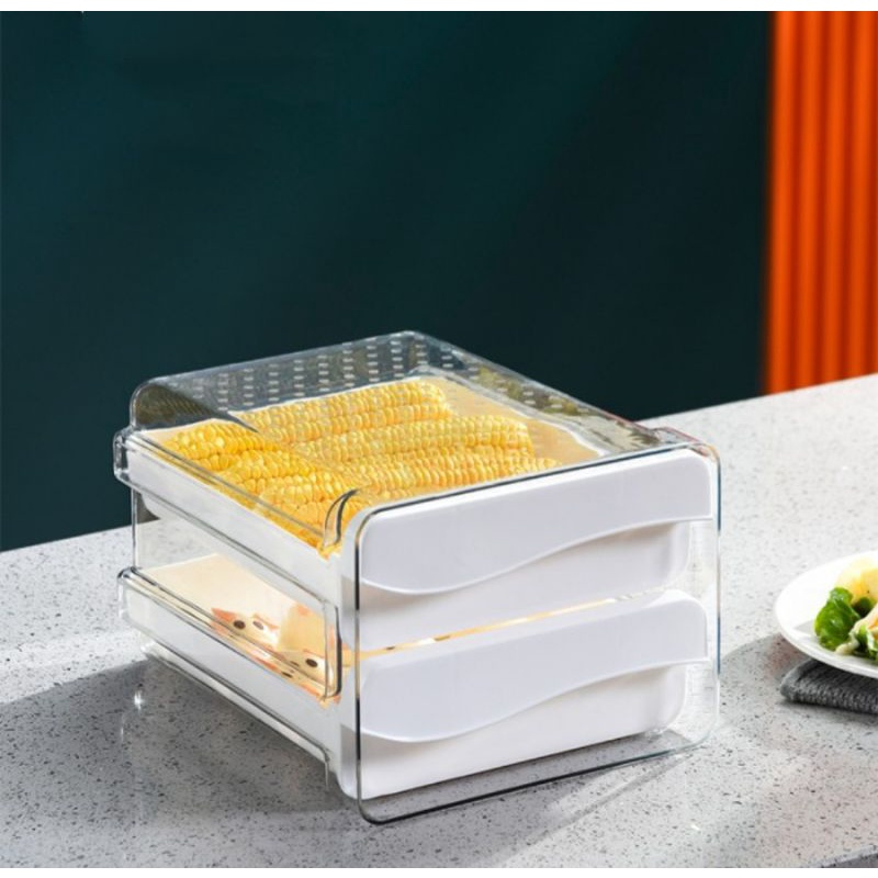 tempat penyinpanan kulkas transparan rak kulkas food stiorage preparation container